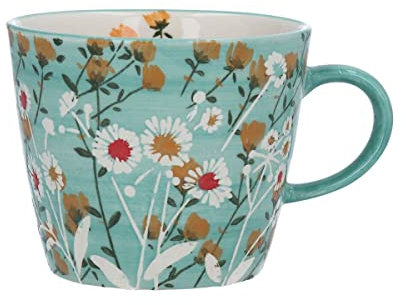Gisela Graham Blue Ceramic Mug with Daisy Design