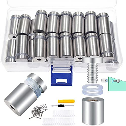 25 Piezas 16 x 30 mm Acero Inoxidable Vidrio Standoff Holder Tornillo, Publicidad Clavos Tornillos de Hardware, con Tornillos ect Accesorios de Montaje, para Marcos de Cuadros, Carteles Publicitarios