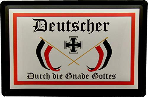 Blechschild 20x30 Deutscher duch die Gnade Gottes im Vintage Retro Design mit Eisernes Kreuz Flagge Deko für Wohnung Garten Garage Werkstatt Hobby Deutschland
