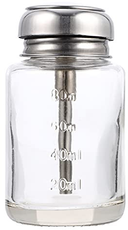Beavorty 100 Ml Glas Pumpflasche Transparent NachfüLlbarer FlüSsigkeit Spender FüR Alkohol Nagellackentferner Mit Druckfunktion