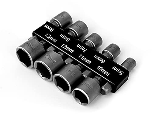 Lanchoo - Set di chiavi a bussola, 5-13 mm, 9 pezzi, esagonali, per avvitatori elettrici e a batteria