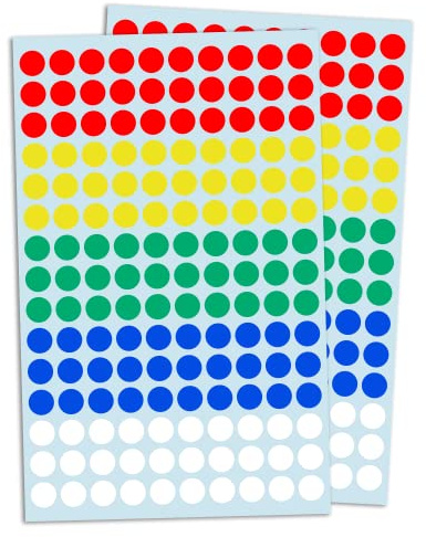 3000 Stück, 10mm Klebepunkte Runde Punktaufkleber Etiketten Markierungspunkte - 5 Farben