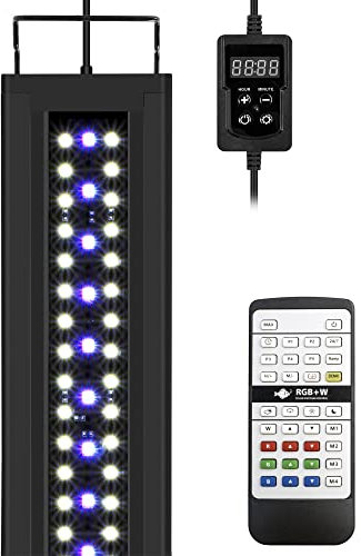NICREW RGB+W Aquarium LED Beleuchtung, anpassbare 24/7 Modus Aquarium Lampe mit Timer, für Pflanzenwuchs und Süßwasser-Becken, mehrere Wettermodus, 120-150 cm, 39W