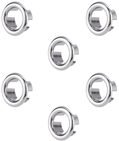 Sink Overflow Ring, 6 PCS Sink Hole Replacement Overflow Hole, Round Basin Overflow Trim, Sink Hole Cap, Drain Cap Cover Insert in Hole, for Bathtub, Kitchen, Sink