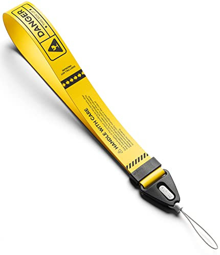 Ringke Design Hand Strap, Dragonne Sangle de Poignet One-Touch Buckle Bâche Tarpaulin Multi-Usage Cordon - Danger Yellow