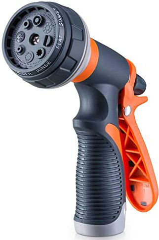 Garden Hose Pipe Spray Gun, Hoselock 8 Adjustable Patterns Garden Hose Nozzle, High-Pressure Anti-Slip Water Hose Nozzles Spray Gun for Garden & Lawns Watering, Car & Bike Washing and Pets Bathing