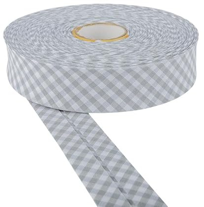 Discount Fabrics LTD Schrägband, 30 mm breit, Baumwolle, 5 m und 25 m, Weiß, doppelt gefaltet, Einfassung zum Nähen, Wimpelketten, Handwerk, Polstern, Paspelierung und Kleidungsstücke, Grau, 5 m