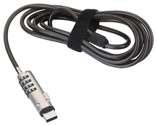 Serratura USB per Laptop e Pc, Cavo di Sicurezza Antifurto con Combinazione | Codice a 4 Resettabile, Resistente al Taglio, in Lega di Zinco, Rotazione a 360 Gradi, Uso Ufficio