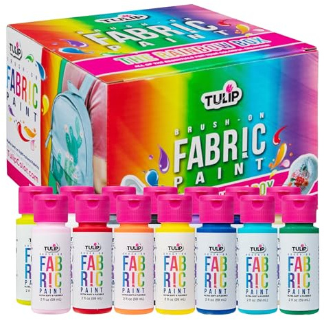Tulip Brush-on Fabric Paints, 14 Colors 2 fl oz each, Permanent, Flexible, Rainbow