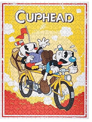 Grupo Erik Puzzle - Cuphead Explorer Riders | 500 Piece Jigsaw Puzzles 24 x 17 inches - 61 x 45.7 cm | Includes Gift Box & Poster | Home Decor