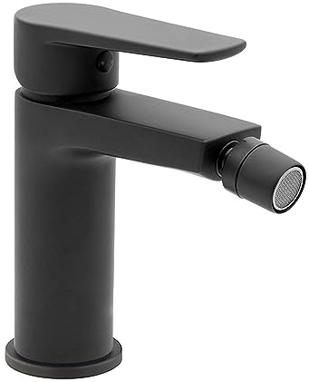 Miscelatore per bidet bagno monocomando, nero opaco in ottone, con piletta di scarico nero opaco, serie ERIKA