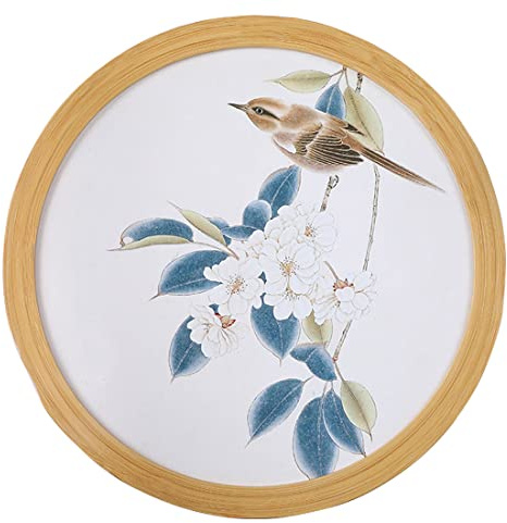 Levoberg Bilderrahmen rund Durchmesser 35cm, Wall Art Fotorahmen rund aus Bambus für Schlafzimmer Wohnzimmer Wand Fotorahmen Wanddekoration