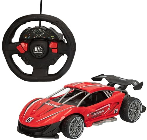 ColorBaby Speed & Go Ferngesteuertes Auto, Maßstab 1:12, mit Lenkrad 27 MH.z, Größe 21 cm, 10-15 km/h, ferngesteuertes Spielzeug, ferngesteuerte Autos für Kinder, Spielzeug für Kinder, 4 Jahre (47375)