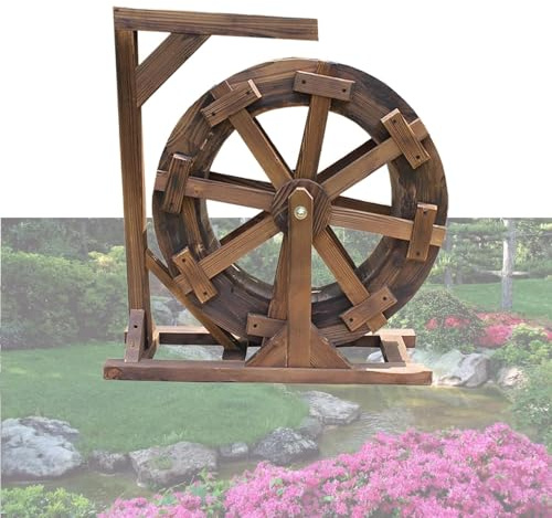 Fontaine À Roue À Eau en Bois, Fontaine À Roue À Eau Rétro, Fontaine D'étang Autoportante, Circulation De Piscine, pour Aquarium, Étang, Patio, Rocaille Ou Décoration De Jardin, Bois De Sapin