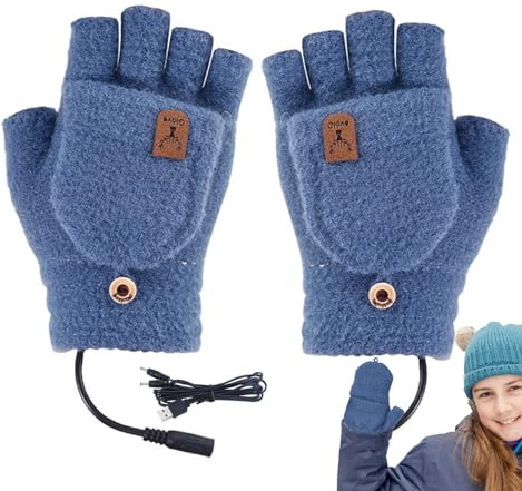 Wezalget Elektrische Fingerlose Handschuhe | Kaschmir Winter Warme Beheizte Handschuhe - Touchscreen Fingerlose Handschuhe, Atmungsaktive Warme Handschuhe für Jungen Winter Kaltes Wetter