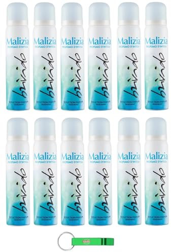 MALIZIA Donna Brivido Seduction Lot de 12 déodorants en spray pour femme 100 ml + porte-clés Beni Culinari