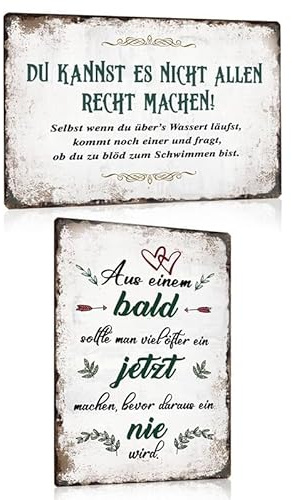 2ER SCHILDER MIT SPRÜCHEN SET 20X30cm - Du kannst es nicht allen recht machen - Vintage Metallschild Blechschild als Wanddekoration und Geschenke für Familie Freundschaft und Liebe Freundin