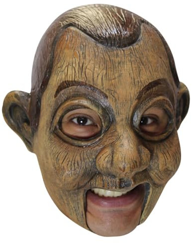 Jimmy Puppet Ventriloquist Doll, Wood Effect, Chinless Latex Mask, Hand-painted, Halloween, Characture, Party Fun