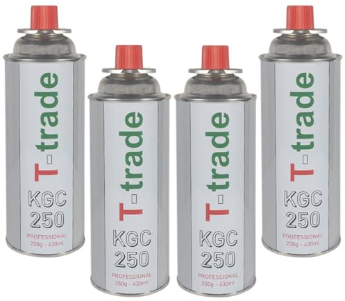 Paluplus 4 Cartucce Gas Butano 250 gr, Bomboletta con Attacco a Baionetta Tipo Korea per Fornelli e Saldatori Lunga Conservazione, Griglie da Campeggio, Emergenze -R250