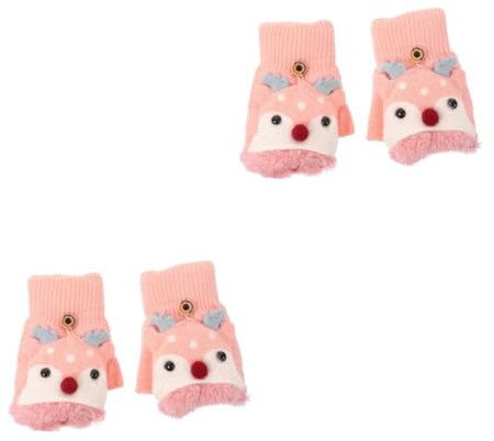 GALPADA 2paare Kinderhandschuhe Winddichte Warme Halbfinger-handschuhe Für Jungen Und Mädchen Für Outdoor-aktivitäten Im Herbst Und Winter Niedliches Design Für Junge Mädchen