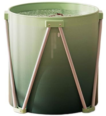 Portable Bathtub Adult, Foldable Bathtub, Metal Support, Good Insulation, Dual Drain Outlet, Space Saving, Portable Tub for Adults, for Hot Bath, Ice Bath(Green)