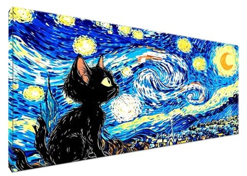 Malen Nach Zahlen Abstrakt Malen Nach Zahlen Erwachsene Katze DIY Handgemalt Ölgemälde Leinwand Kit für Anfänger Ohne Rahmen 70x140cm Mit 3-Pinseln und Acrylfarbe für Deko Wohnzimmer, Geschenke Y2-235