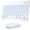 Nsyee Set tastiera e Mouse Wireless, Tastiera Bluetooth Universale Retroilluminata Portatile Ultrasottile Ricaricabile, per iPad/Tablet/PC/iOS/Android/Windows/Samsung/Lenovo, Layout Italiano,Bianco