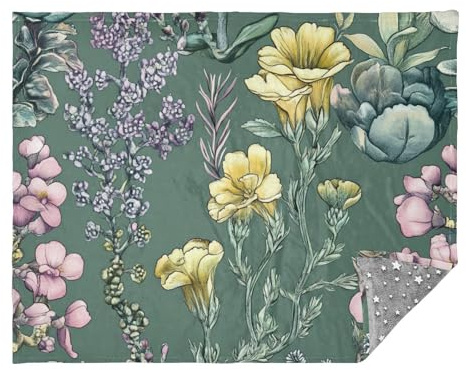 Manta verde vintage con plantas suculentas para mujer, manta grande y acogedora para sala de estar, 50 x 70 pulgadas, manta para mujer
