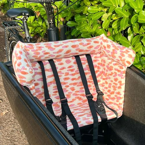 Blausberg Baby - Lastenrad Kissen für Urban Arrow Family & Family Next Sitzkissen, Zubehör, Kinderkissen, Wetterfestes Sitzpolsten (Weiß Rosa Punkte)