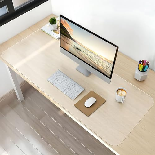 NATRKE Transparent PVC-skrivbordsunderlägg, 100 x 40 x 0,15 cm stor skrivbordsmatta, vattentätt halkfritt bordsöverdrag, skrivbordsskydd för hemmakontor