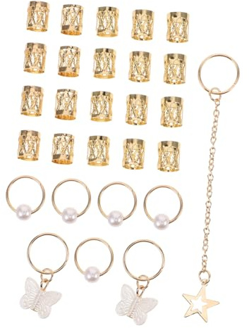 OUNONA Lot De 28 Bijoux De Cheveux Pour Tresses, Accessoires Pour Cheveux Pour Femmes, Anneaux De Tresse, Breloques Pour Tresses, Breloques Pour Dreads, Accessoires Pour Dreads