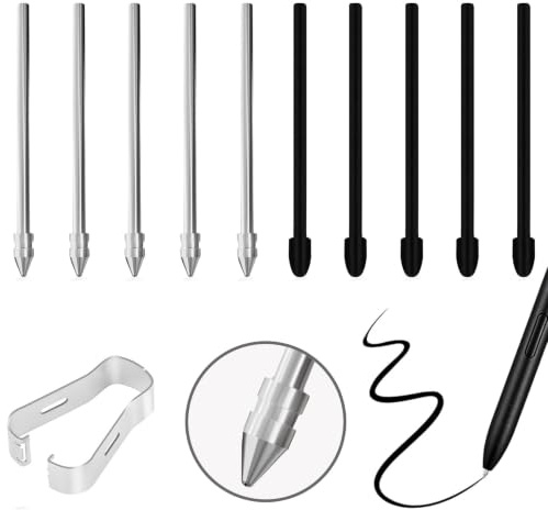 10PCS Pen Tips Replacement for Kindle Scribe&Remarkable 2/1, No Worn Out | Premium Digital Pen Nibs,for reMarkable 1/2 Plus Digital Pen, 4096 Levels Pen Folder, 5 Titanium&5 Felt Nib