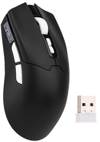 EPOMAKER Click Lite Mouse da Gioco Senza Fili, 800 to 24,000 DPI Adjustable, PAW3311 Sensor, 500mAh, 59g, 2.4G/BT/Wired Mice Ricaricabile con 5 Buttons programmabili per PC/Mac/Linux (Nero)