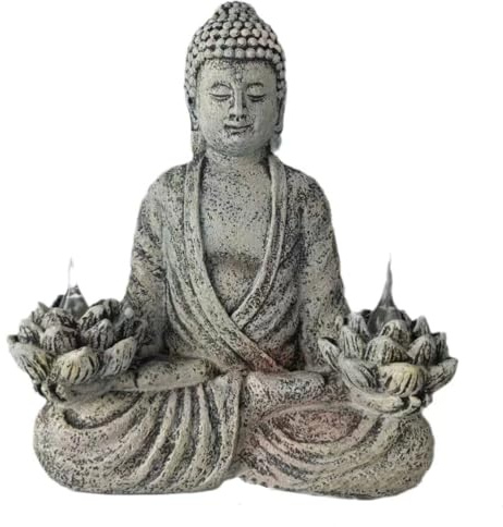 YANGAFJDUA Harz Buddha Sitzend Outdoor, Solar Buddha-Figur Garten, Retro Buddha Statue Klein, Sitzend Statue Deko Buddha, Zen Dekoration für Den Innen- und Außenbereich, Dekoration für Haus, Garten,B