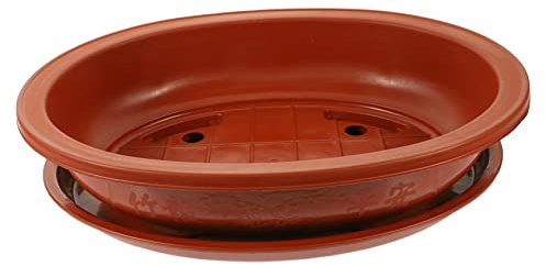 Abaodam Ovaler Bonsai Blumentopf Kunststoff Groß mit Tablett Indoor Outdoor Pflanzgefäß Gartentopf Balkon Pflanzer Dickwandiger Garten Bonsai Behälter