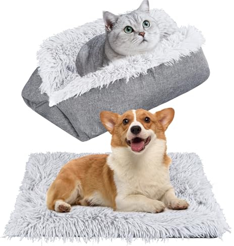 Cuccia per Gatti Coperta Autoriscaldante per Gatti e Cani di Piccola, 60 x 50cm Coperta Addensato a Pelo Lungo per Animali Domestici | Senza Elettricità e Batterie| Tappetino Riscaldante - Lavabile