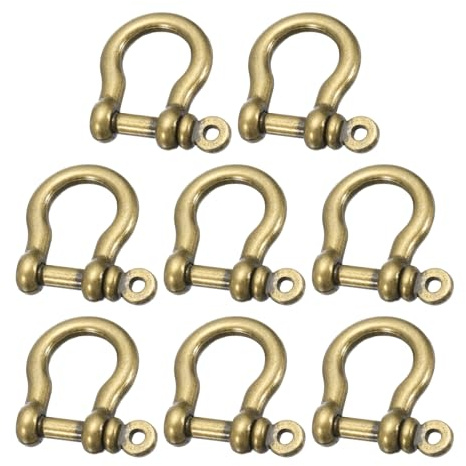 sourcing map Grillo a vite, 10 mm, in lega di zinco, anello a D, tipo U, giunto a vite per portachiavi, portachiavi, bracciale, pelle, fai da te, confezione da 8, bronzo scuro