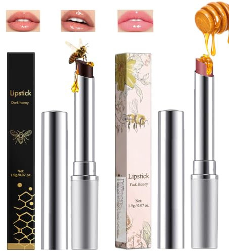 Desing Wish 2 Stück Honey Lipgloss 24 Stunden Halt Lip Tint Black Lipstick Lippenstift Schwarz Liptint Lippenstift Lippenpflegestift Lippen Tint Lip Care Balm Moisturizing Damen Frauen Geschenk