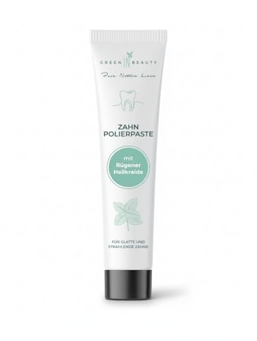 Green IN Beauty Polierpaste Zähne Hydroxylapatit 75ml, Natürliche Zahnpolierpaste mit Rügener Heilkreide, Xylit & Aloe Vera gegen Verfärbungen von Kaffee & Tee - Fluoridfreie Zahnpasta Alternative