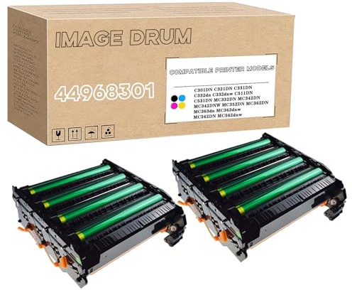 Tamburo Compatibile Per OKI 44968301 Tamburo Immagine, Grande Capacità Di Lavoro Per C301DN C321DN C331DN C332dn MC332DN MC352DN MC362DN MC363dn 2Pack