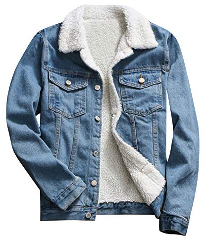 Women'S Denim Jacket Winter Warm Faux Fur Lined Lapel Collar Jacket With Buttons Plain Denim Jacket Long Sleeve Casual Outdoor Jeans Coat Lightweight Elegant Single Breasted Streetwear For Outdoor