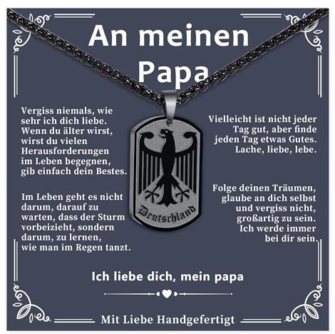 Halora Deutschland Kette Adler Herren, Edelstahl Bundesadler Halskette Männer Schmuck Geschenke für Männer Teenager Jungs Bruder, 60CM