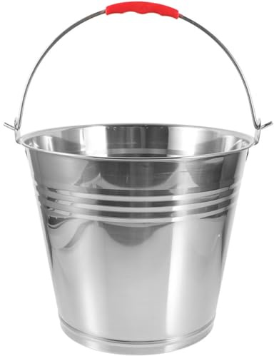YARNOW Secchio per Alimentazione Cavalli 10L in Acciaio Inossidabile Manico Secchio per Acqua e Mangime Puledri Multiuso per Allevamento e Bagno Cavalli