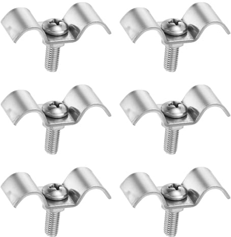 sourcing map 6 Set Double Line Clamp 8mm / 0.3 Inch 304 Stainless Steel Fuel Lines Clips M-Type Pipe Strap for Brake Fuel Lines Tubes Wire Pipe Cord Installation, Silver