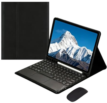 Funda con Teclado Bluetooth Desmontable, Panel táctil y ratón inalámbrico para Samsung Galaxy Tab A8 de 10,5 Pulgadas (SM-X200 / SM-X205), Funda Tipo Folio Protectora(Black)