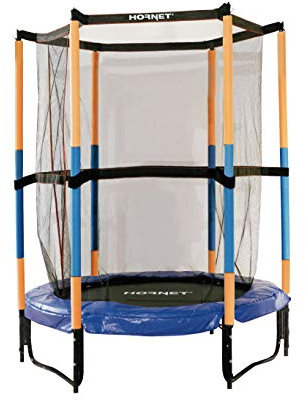 Hudora 65596 Hornet Kindertrampolin Jump In - Trampolin mit Sicherheitsnetz - 140 cm, blau