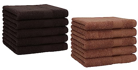 Betz 10 Stück Gästehandtücher Premium 100% Baumwolle Gästetuch-Set 30x50 cm Farbe Dunkelbraun und nussbraun