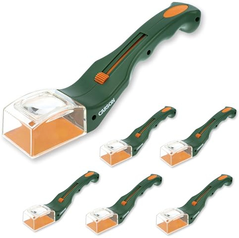 Carson BugView Lebend-Insektenfänger und Forscherlupe, ideal als Entdeckerspielzeug und Haushaltshilfe - 6er Pack (HU-10MU), grün | Tragbare Handlupe Insektenfalle, pädagogisches STEM-Spielzeug für Kinder und Erwachsene, 6 Stück (HU-10MU)
