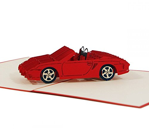 3D KARTE Sportwagen I Pop-Up Karte als Gutschein, Geburtstagskarte, Geldgeschenk, Glückwunschkarte I Klappkarte zum Führerschein