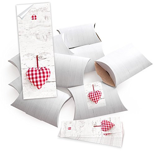 Logbuch-Verlag 10 kleine Geschenkboxen mit Herz Aufkleber Give-Away Box Hochzeit 14,5 x 10,5 cm